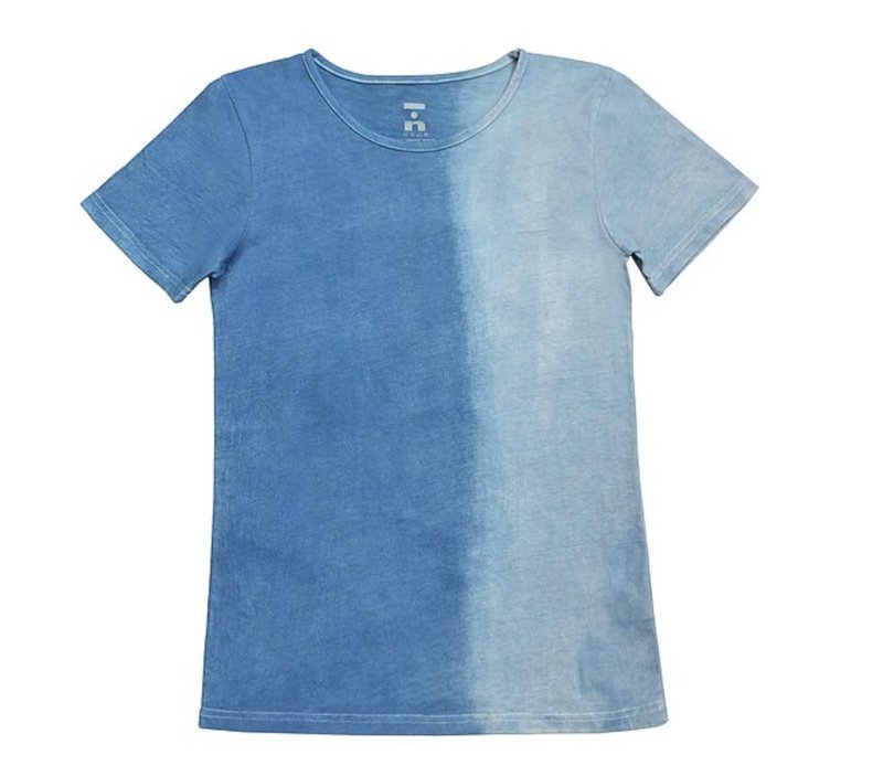 海浪 有机棉短袖T(蓝染) Organic Cotton - 中性连帽卫衣/T 恤 - 棉．麻 蓝色