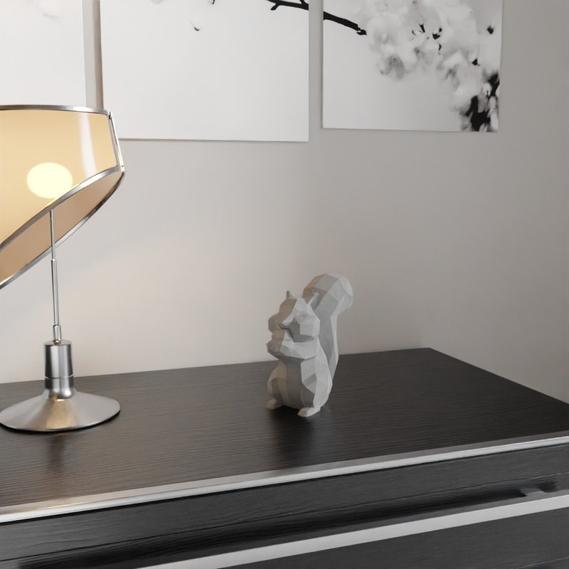 【水泥动物摆饰-松鼠】Low-poly / 清水模 / 桌上疗愈 / 送礼 - 摆饰 - 水泥 灰色