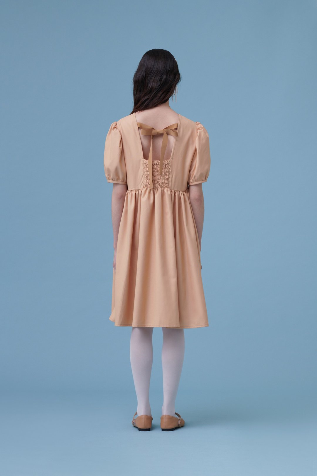 品牌经典 Apricot Dress 杏桃色 / 有如夏天第一口杏桃般的青涩 - 洋装/连衣裙 - 其他人造纤维 橘色