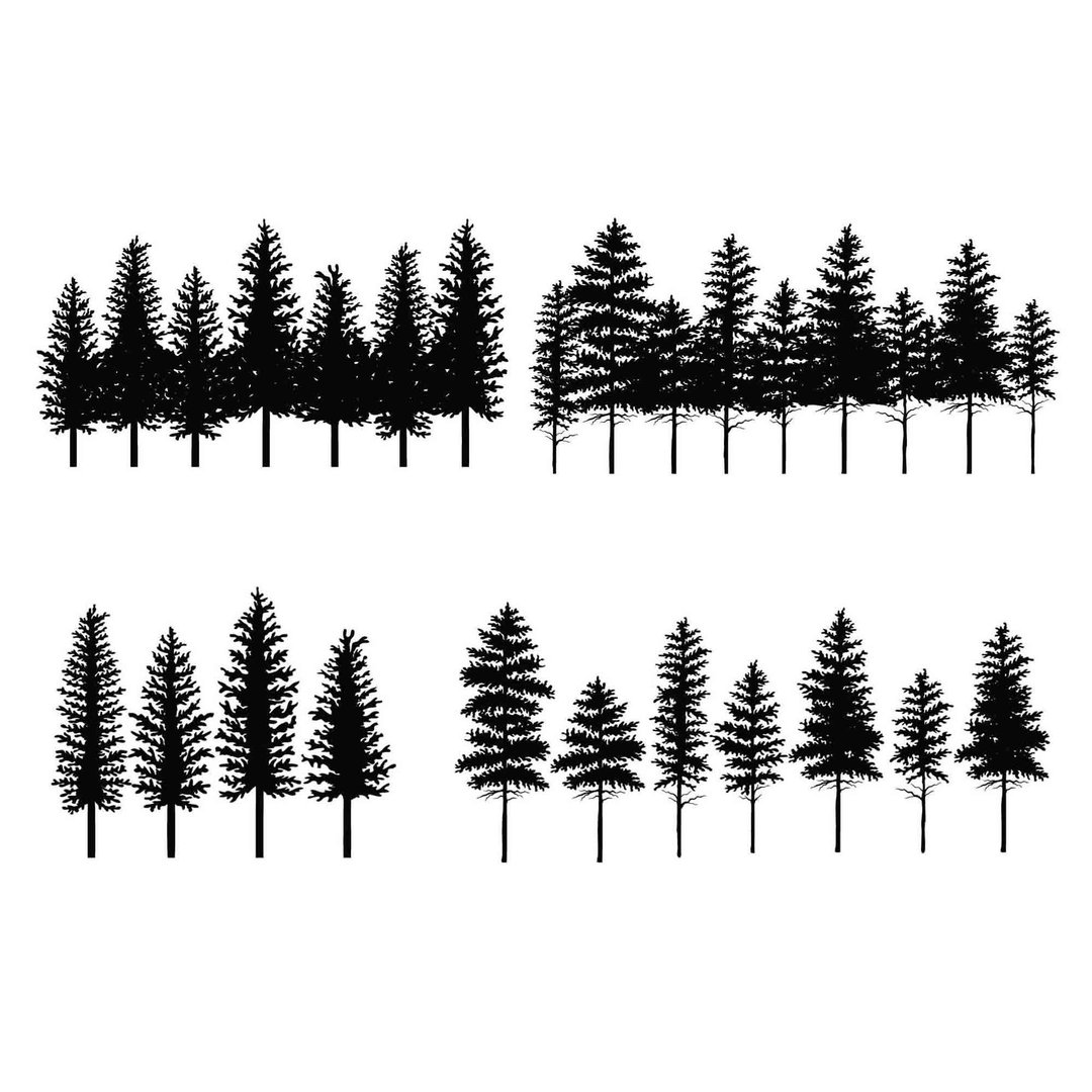 Pine tree svg, forest svg, forest trees svg, fir tree svg, spruce tree svg, SVG - 图文模板设计 - 其他材质 