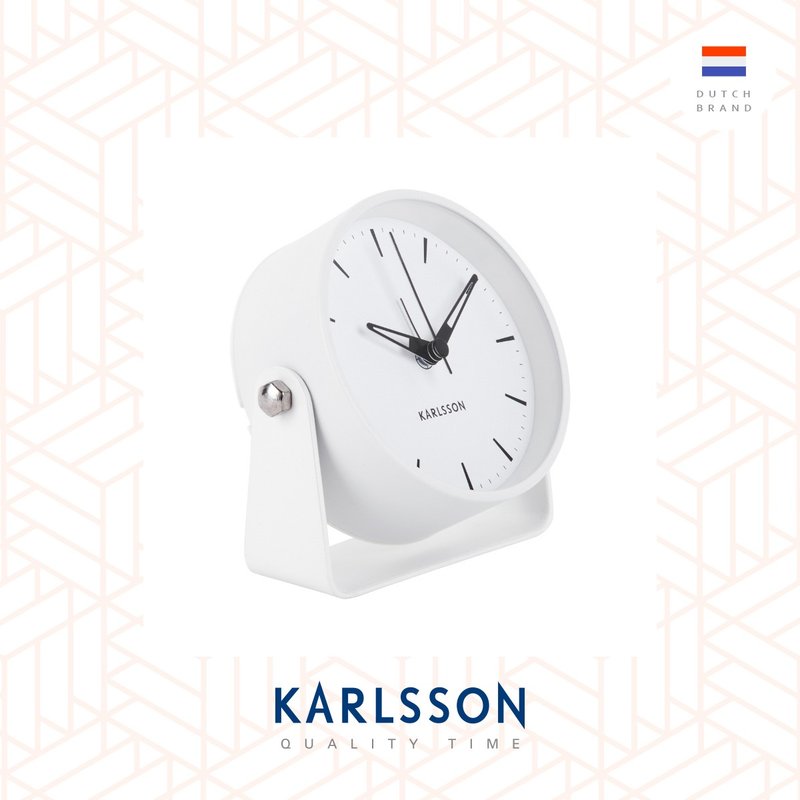 荷兰Karlsson, Alarm clock Clam white 闹钟白色 - 时钟/闹钟 - 其他金属 白色