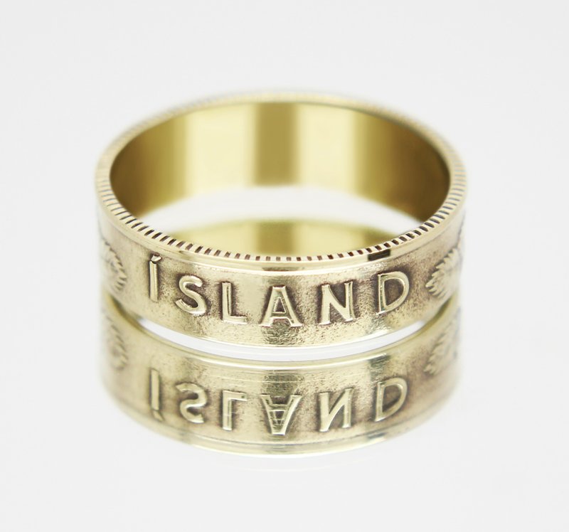 Iceland Coin Ring 1 kronor 1957-1975 coin rings for men coin rings for women - 戒指 - 其他金属 