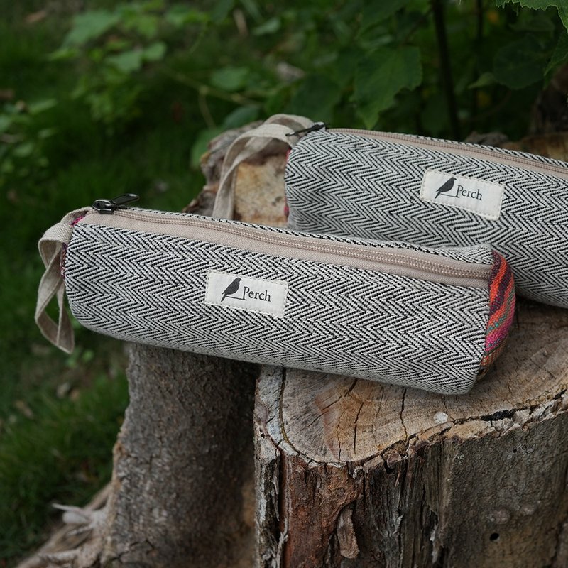 100%手工织作 圆筒文具袋 收纳包 (3款)_公平贸易 - 化妆包/杂物包 - 棉．麻 卡其色