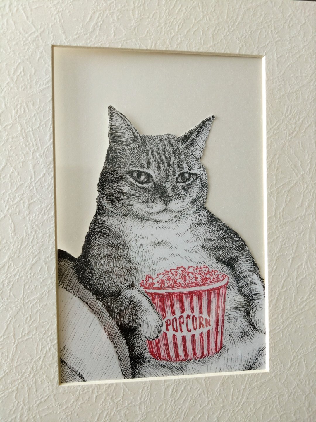 手绘猫咪似颜绘 独一无二宠物画 连纸框 - 订制画像 - 纸 白色