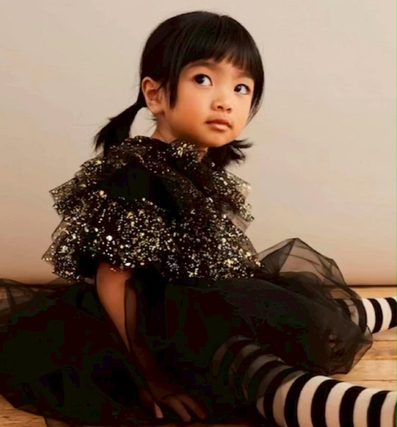 英国 Bob & Blossom 暗夜黑金葱芭蕾披肩 - 童装裙 - 聚酯纤维 黑色