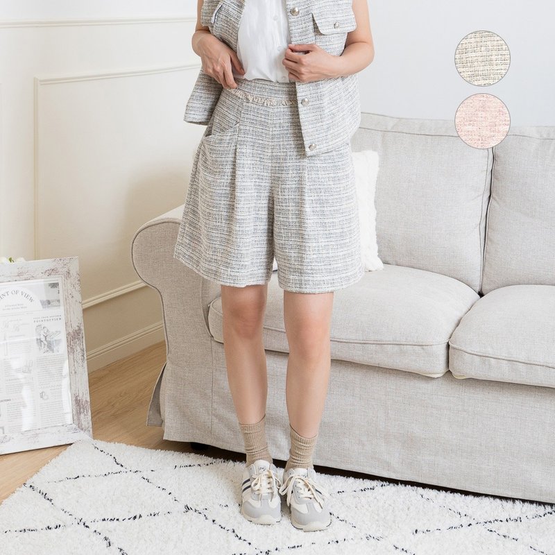 【MEDUSA】毛边可爱小香风宽口短裤裙-2色(M-XL) | 女西装短裤 - 女装短裤 - 聚酯纤维 绿色