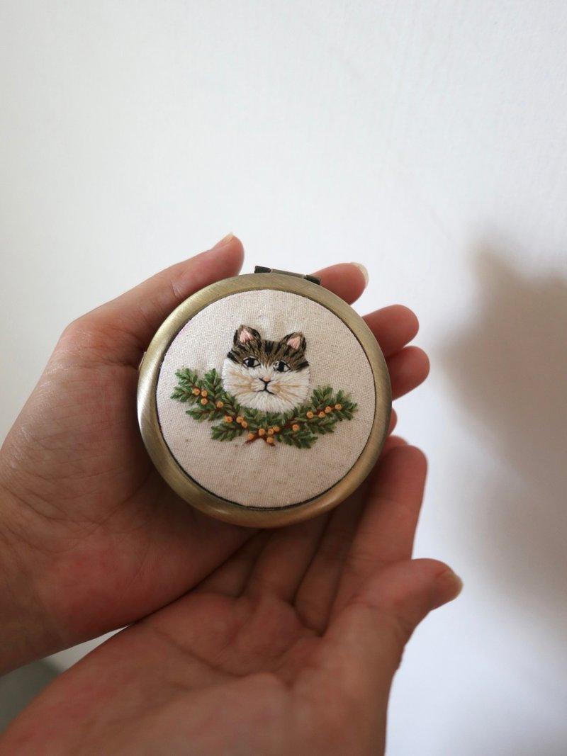 手刺绣迷你双面随身镜 - 眼镜/眼镜框 - 其他金属 