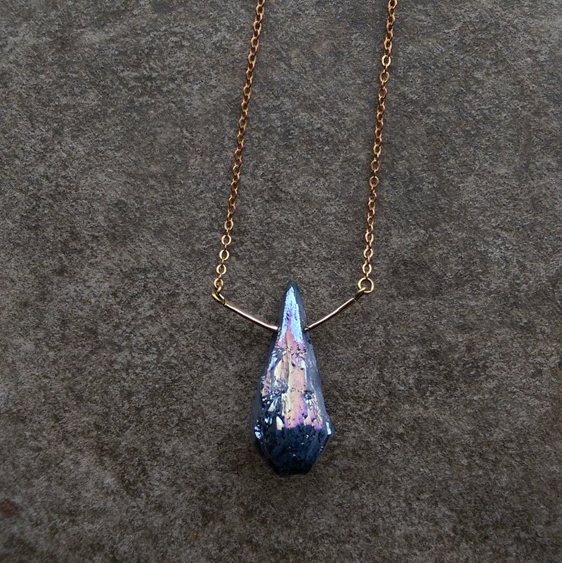 彩虹钛晶/14k包金/黄铜项链 Mystic Titanium Aura Crystal Necklace - 项链 - 宝石 