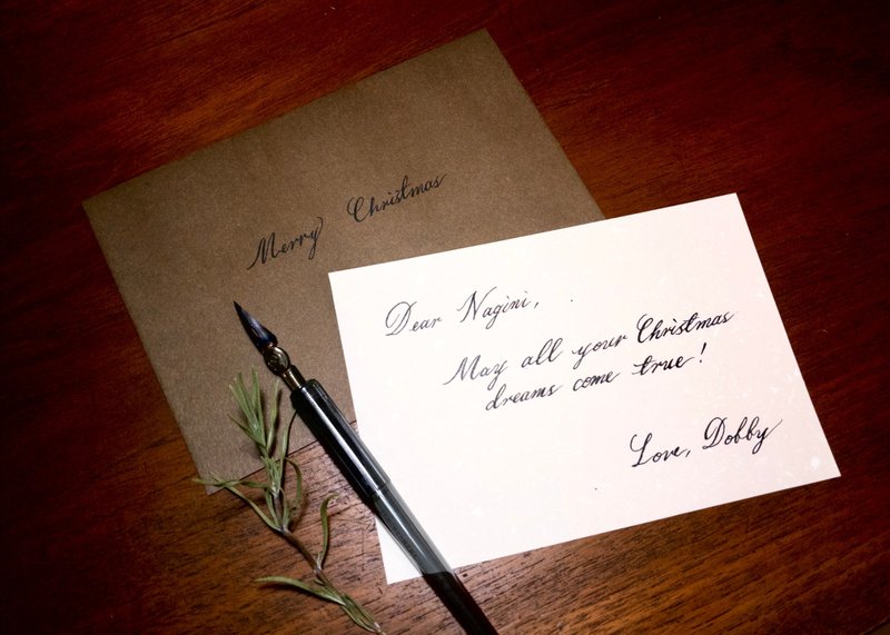 英文钢笔草书卡片代写 - 卡片/明信片 - 纸 卡其色