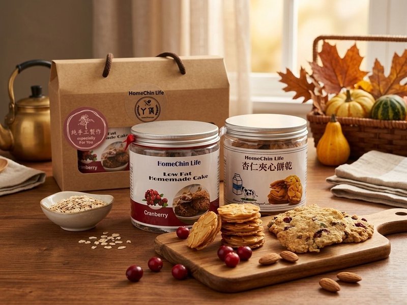 鸿琴生活-阿仪美食屋 苗条双喜/莓燕vs杏仁片礼盒 - 手工饼干 - 其他材质 