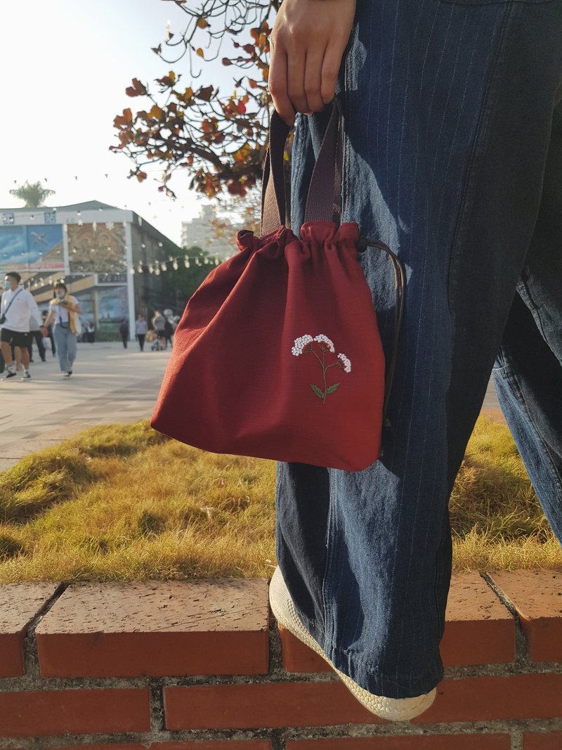 刺绣手提束口袋/Two size - 手提包/手提袋 - 棉．麻 