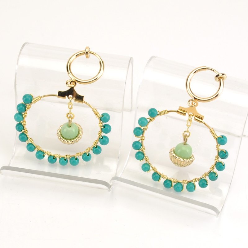 Turquoise earrings - 耳环/耳夹 - 宝石 绿色
