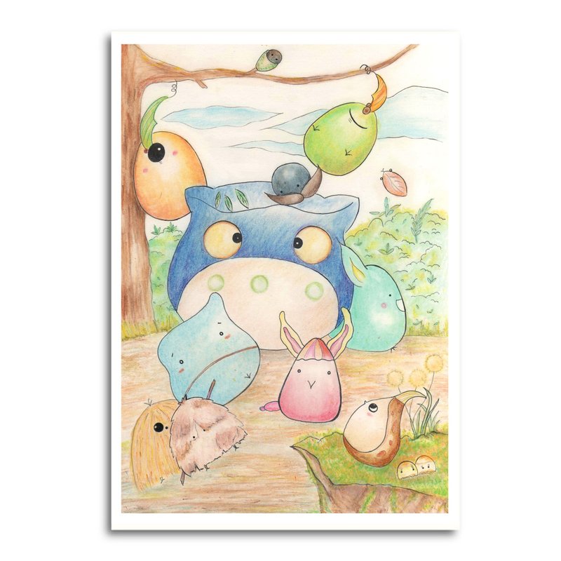 欧嗨哟 你好。明信片/万用卡 - 卡片/明信片 - 纸 绿色