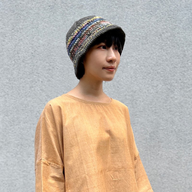 彩织羊毛_渔夫帽-迷雾灰_公平贸易 - 帽子 - 羊毛 灰色