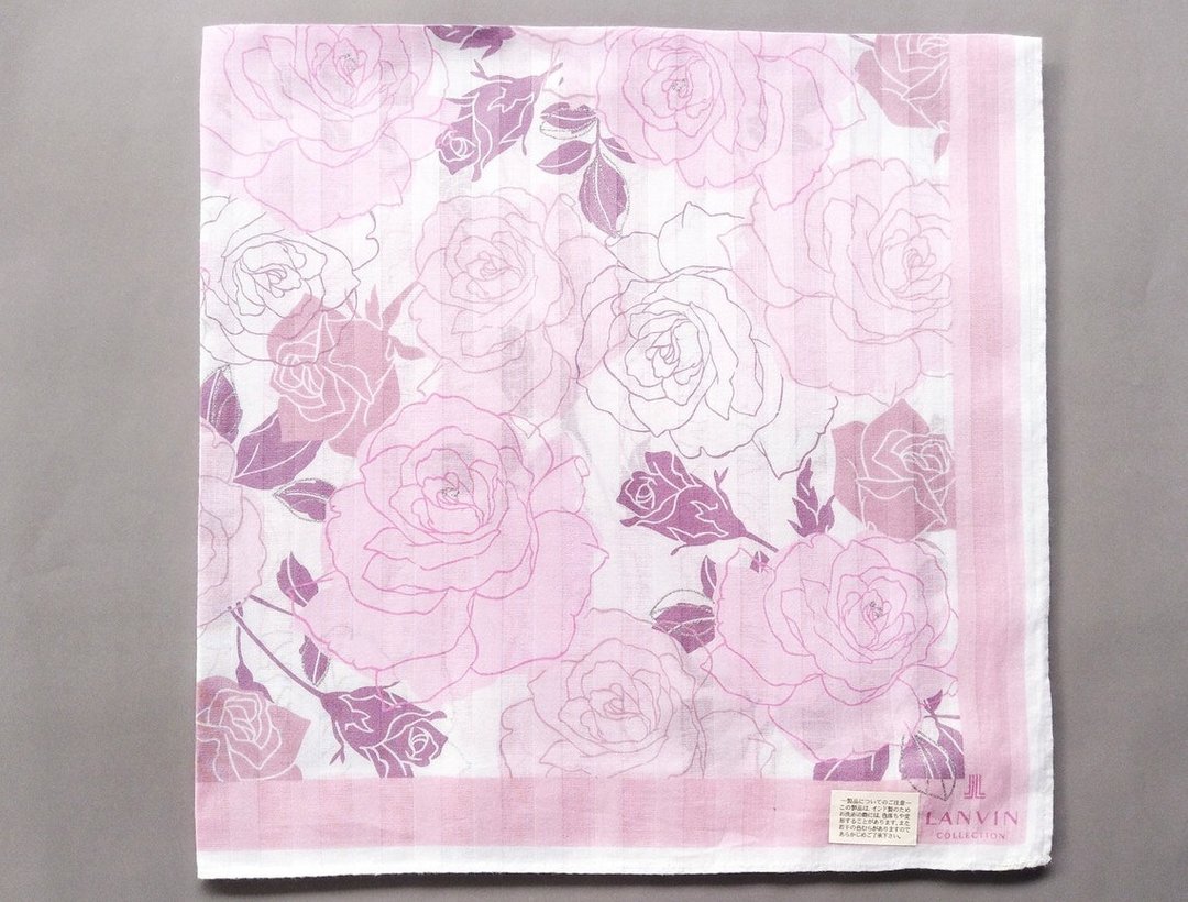 Lanvin 复古印花玫瑰图腾丝巾 23 x 22.5 英寸 - 丝巾 - 棉 粉红色