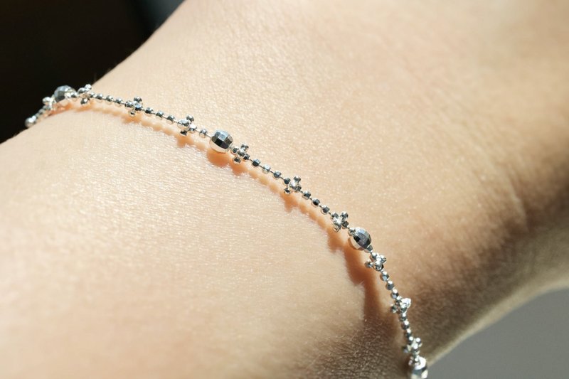 925纯银 花漾手链 可调节 16~19cm 纯银手链 - 手链/手环 - 纯银 银色