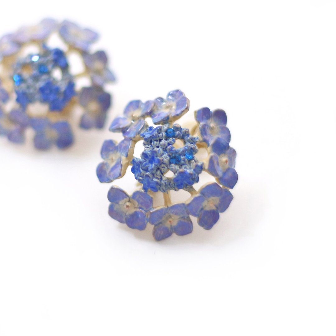Gaku Hydrangea Clip-On Lacecap Hydrangea Earring EA124 - 耳环/耳夹 - 其他金属 紫色