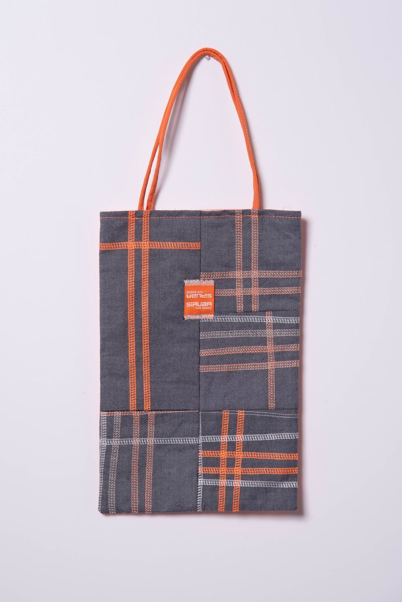 【永续改造】REHOW 设计师信封手提包_纯手工制造 限量商品(灰/橘 - 手提包/手提袋 - 棉．麻 