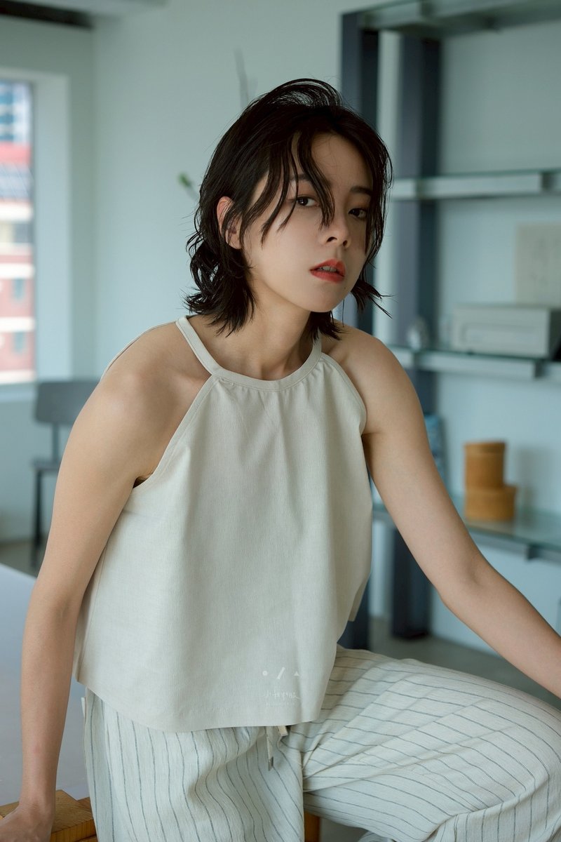 黯然削魂肩棉麻背心- 2色 - 削肩米 - 女装背心 - 棉．麻 白色
