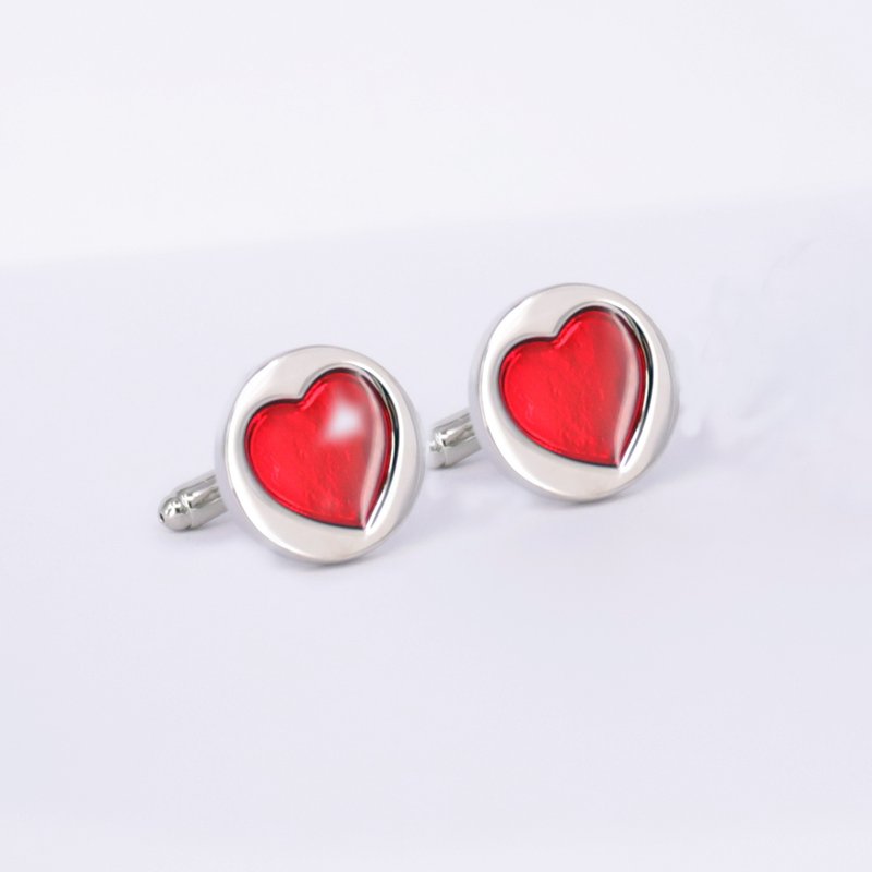 Red Heart Cufflinks - 袖扣 - 珐琅 红色