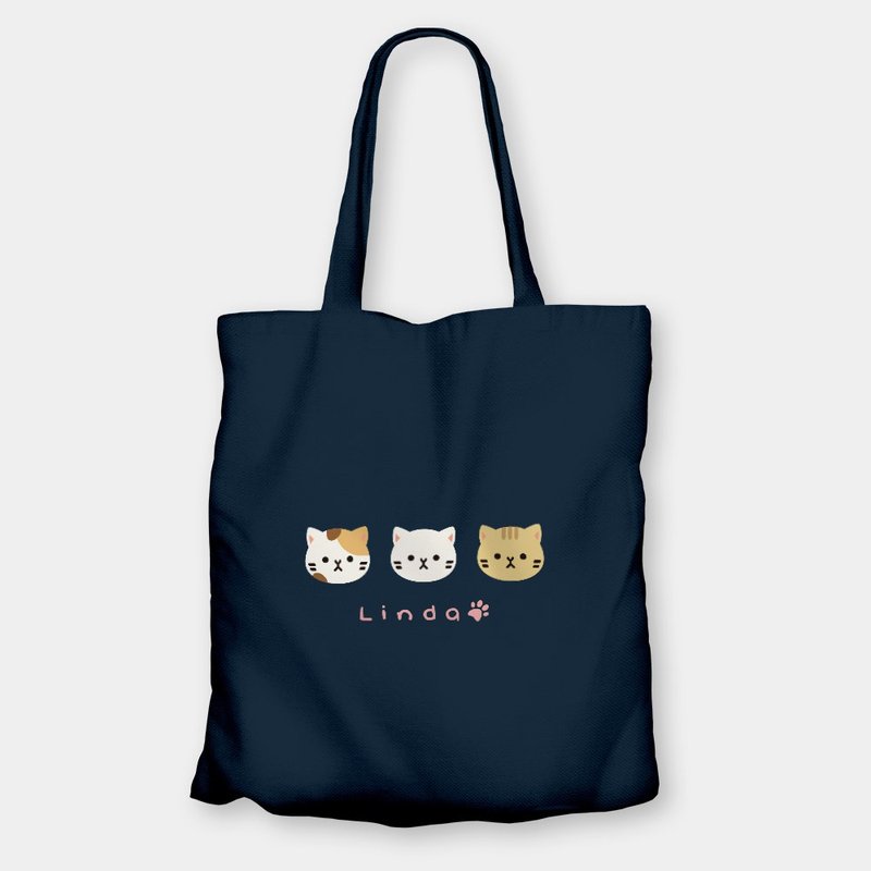 猫头 定制化英文名 环保购物袋 侧背包 tote 帆布袋 PU009 - 侧背包/斜挎包 - 棉 卡其色