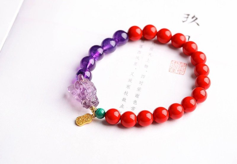 天然原矿朱砂精品红砂龙头手链 龙年行大运朱砂含量高达95%以上 - 手链/手环 - 宝石 