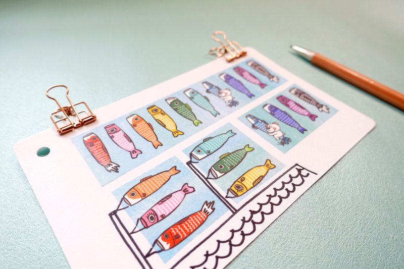 小彤画集 - 彩虹鲤鱼旗 - 3.5CM纸胶带 - 纸胶带 - 纸 多色