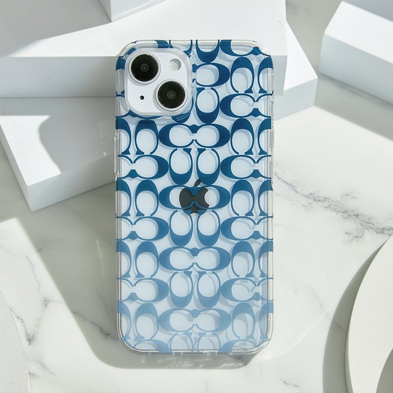 【COACH】iPhone 14 系列 /16e 手机壳 渐层蓝经典大C - 手机壳/手机套 - 塑料 蓝色