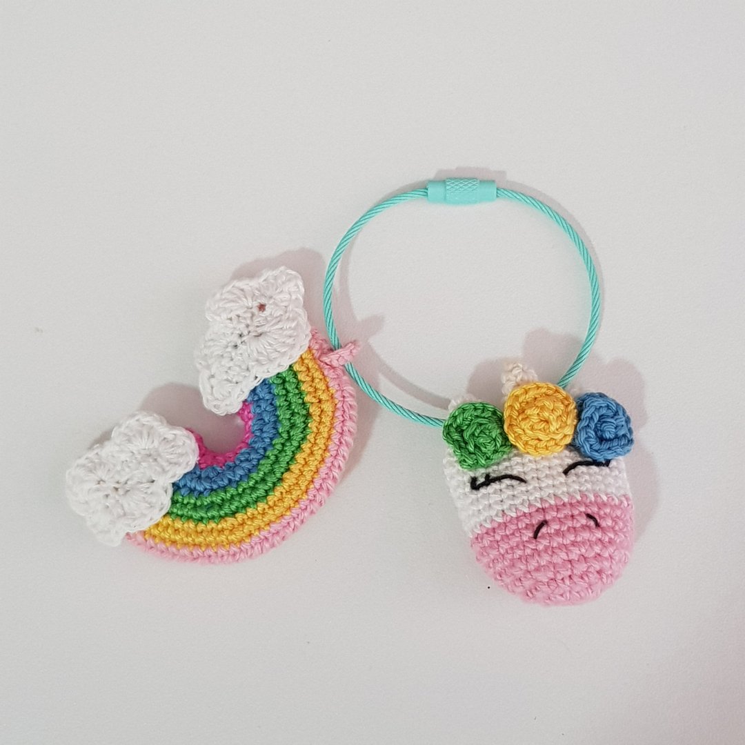 Unicorn and rainbow keyring - 钥匙链/钥匙包 - 其他材质 