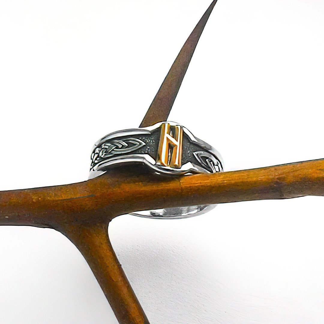 Hagalaz Rune.Hagalaz Rune Ring.Hagalaz Ring.Rune jewelry.elder futhark.Runes. - 戒指 - 纯银 银色