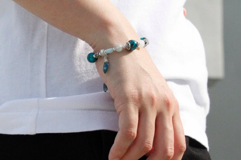 向导 |自然探险// 美国蓝松蓝晶石天然石纯银手链// - 手链/手环 - 宝石 银色