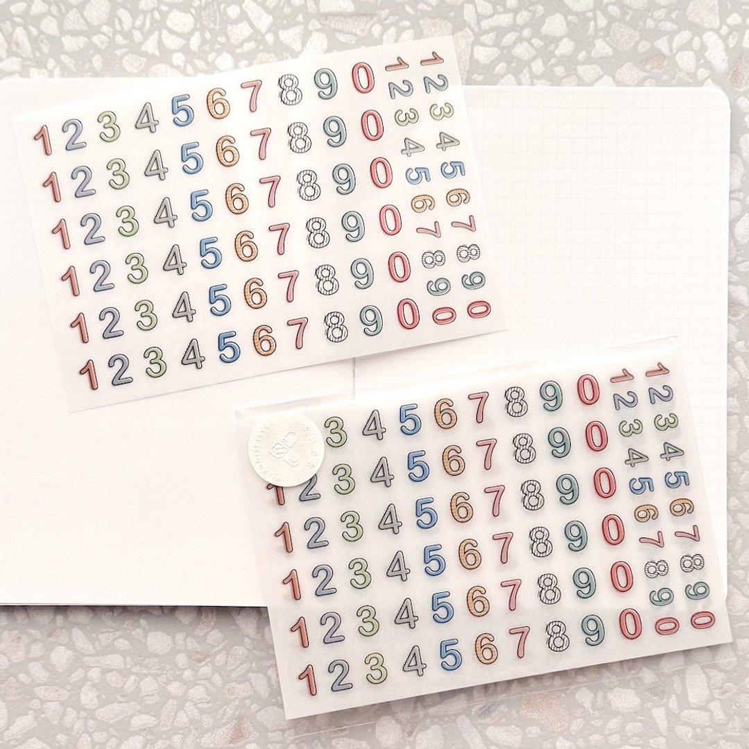 数字帖 2张入 转印贴纸 / 感压贴纸 / Print-On Stickers - 贴纸 - 其他材质 