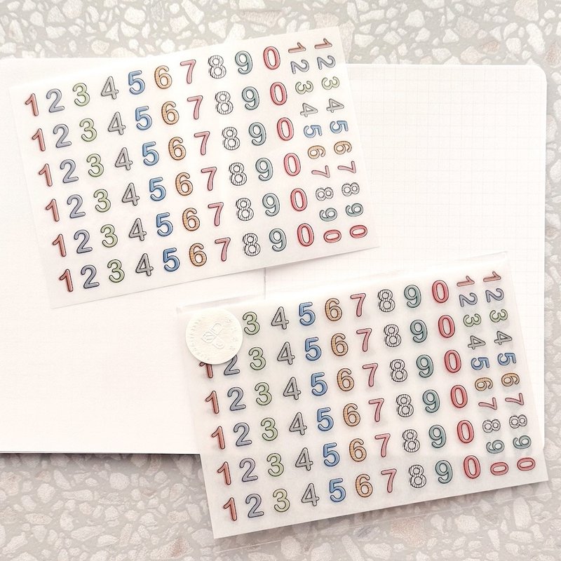 数字帖 2张入 转印贴纸 / 感压贴纸 / Print-On Stickers - 贴纸 - 其他材质 