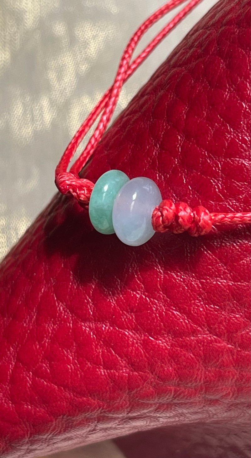 【祈福 II 平安】红线 II 手绳 缅甸玉无优化天然A货翡翠手链鼓珠 - 手链/手环 - 玉石 