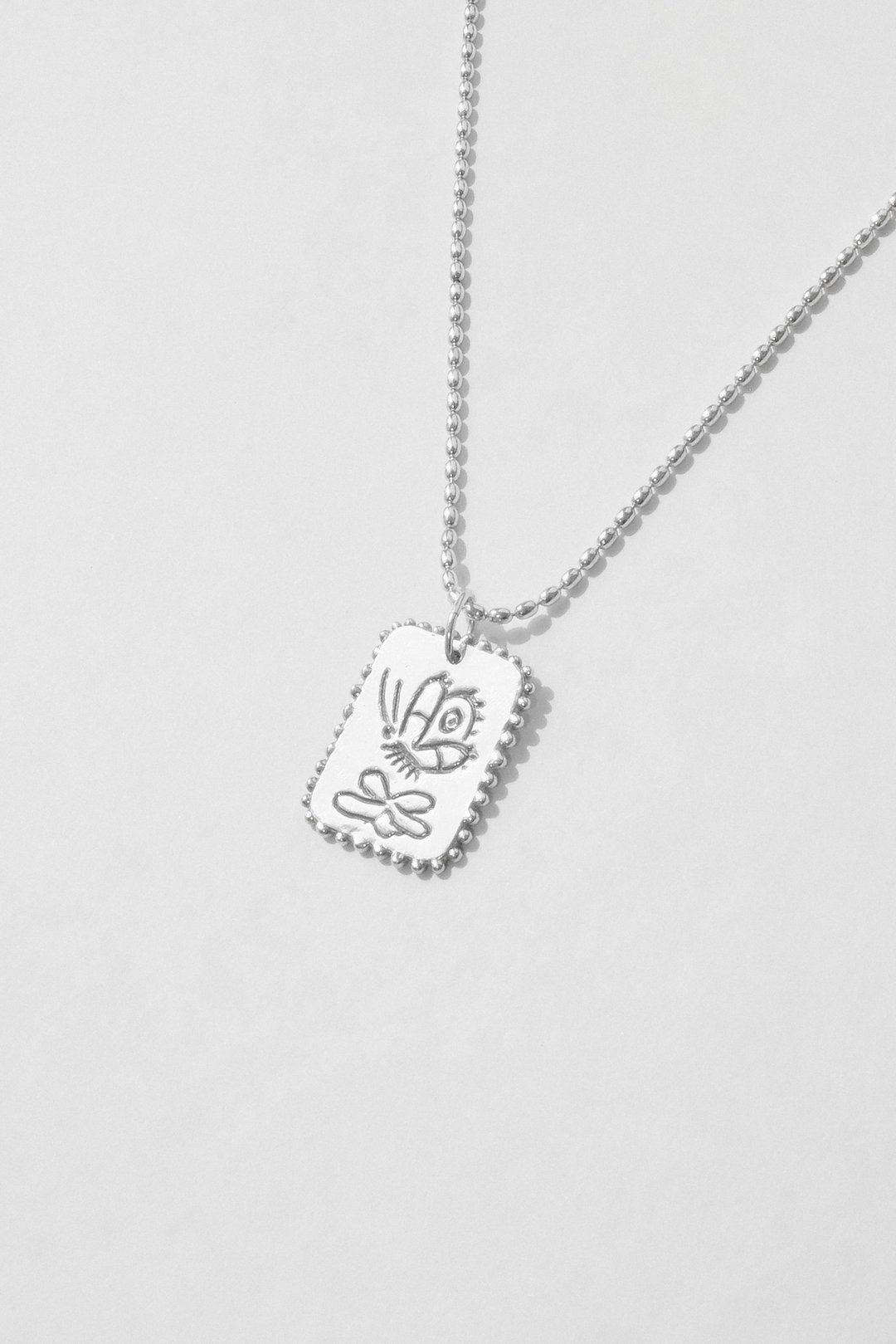 Butterfly & Flower Necklace 蝴蝶与花项链 - 项链 - 纯银 银色
