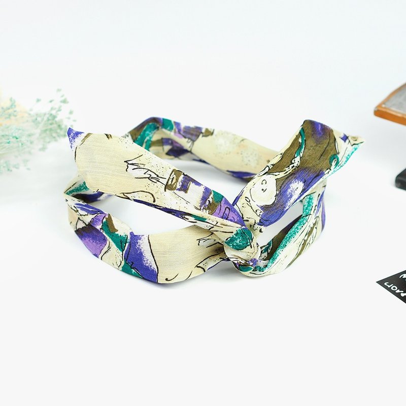 手工发饰 铝线发带 抽象复古【靡绚紫青】 AH-81 - 发饰 - 棉．麻 白色