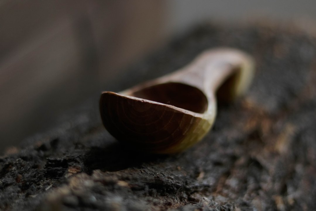 Wooden spooon from elm, bushcaft spoon - 厨房家电 - 木头 咖啡色