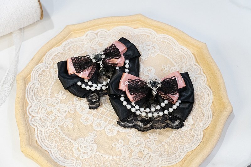 地雷系发饰 华丽公主之心 鸭嘴发夹 一对 - 发饰 - 棉．麻 粉红色