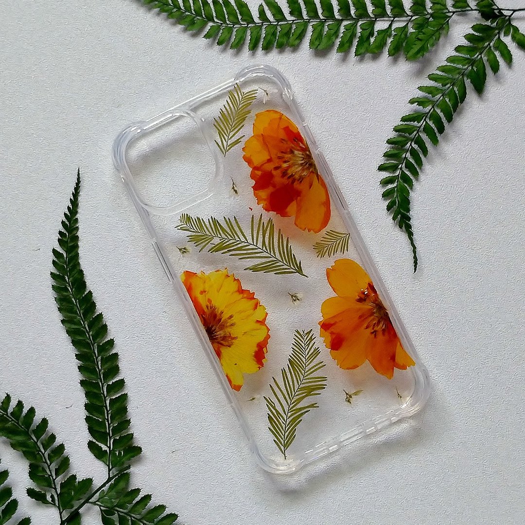 【f.phone】压花手机壳│永生花│干燥花 - 手机壳/手机套 - 其他材质 橘色
