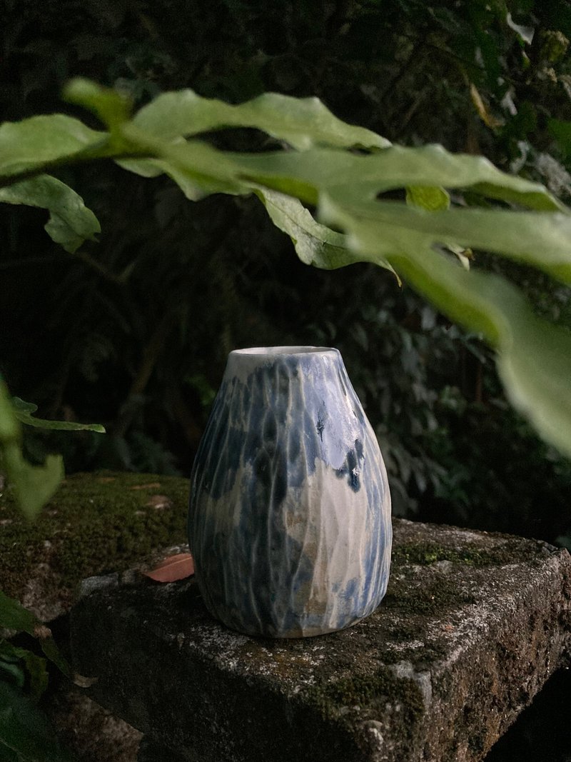 蓝釉小花瓶 III - 花瓶/陶器 - 陶 
