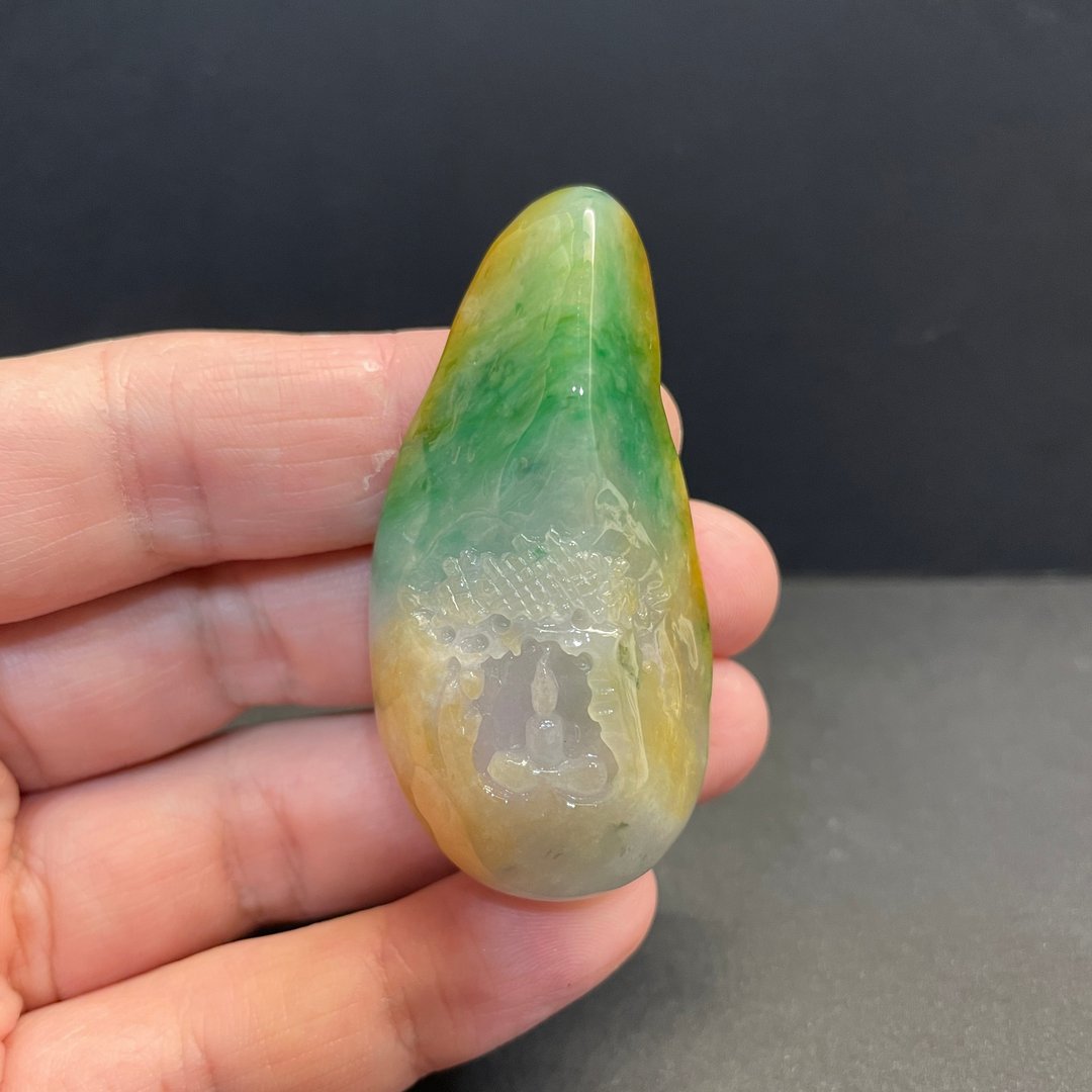 瀚玉珠宝 天然A货翡翠 三彩翡翠悟道 山水 老三彩 天然缅甸玉 - 其他 - 玉石 