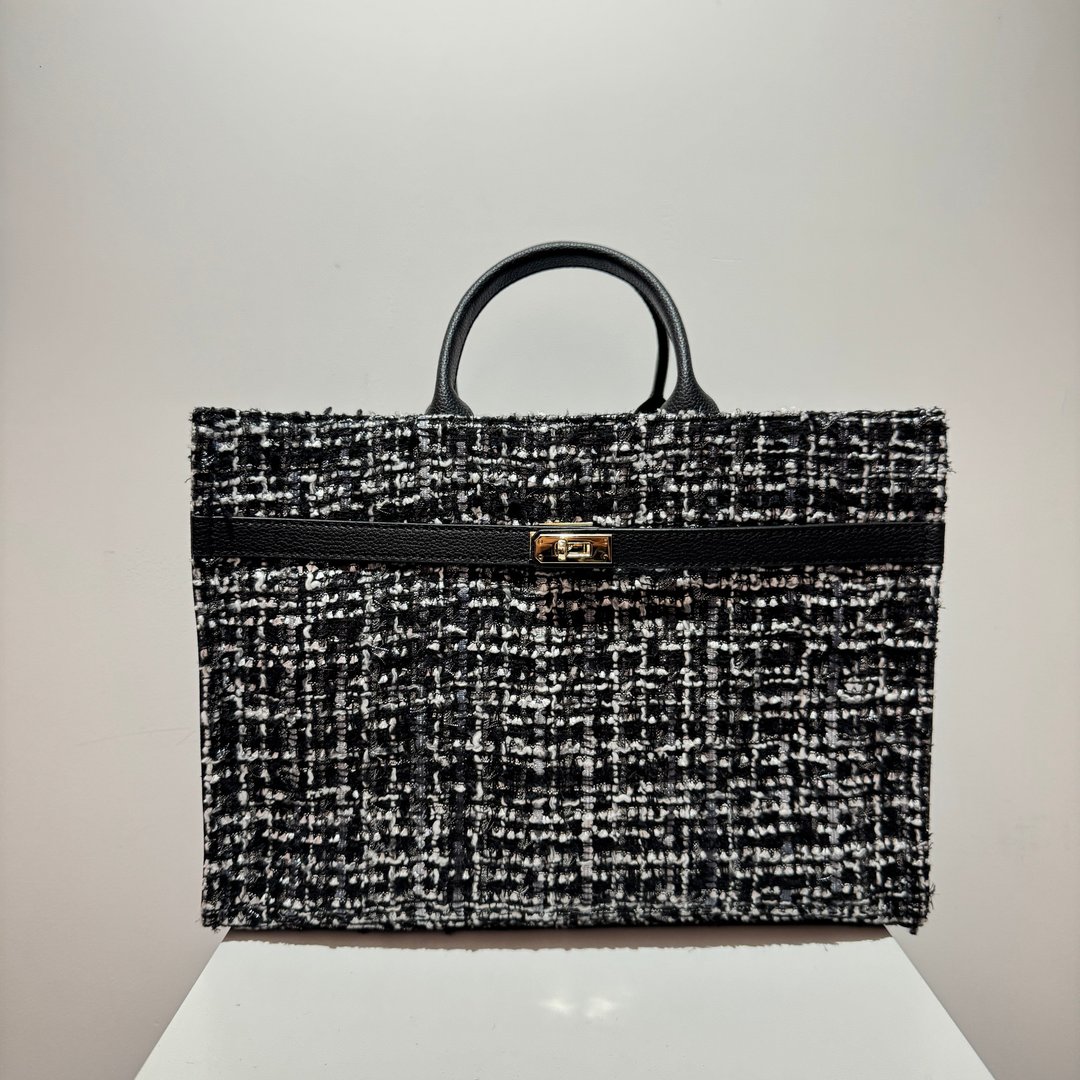 Urban Tweed 都会格调系列—Metro Tote 中型皮背带托特包 - 侧背包/斜挎包 - 其他人造纤维 黑色