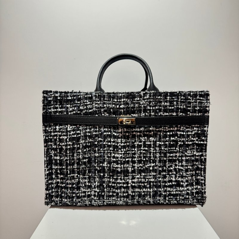 Urban Tweed 都会格调系列—Metro Tote 中型皮背带托特包 - 侧背包/斜挎包 - 其他人造纤维 黑色