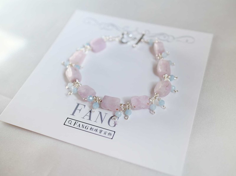 【裙摆摇摇】紫锂辉 海蓝宝石手链 - 手链/手环 - 宝石 紫色