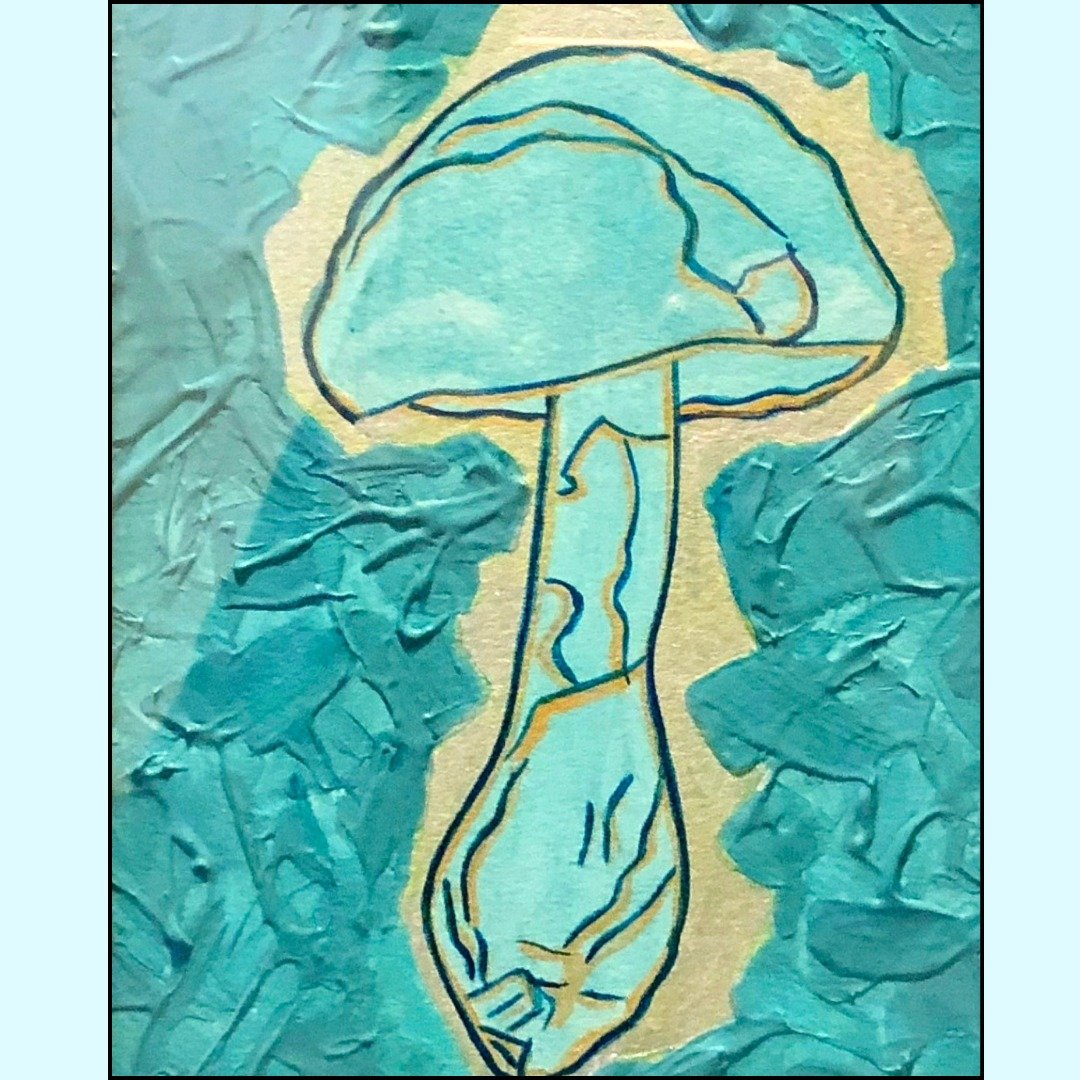 【蘑菇和我系列】淡蘑菇蓝 - 海报/装饰画/版画 - 纸 蓝色