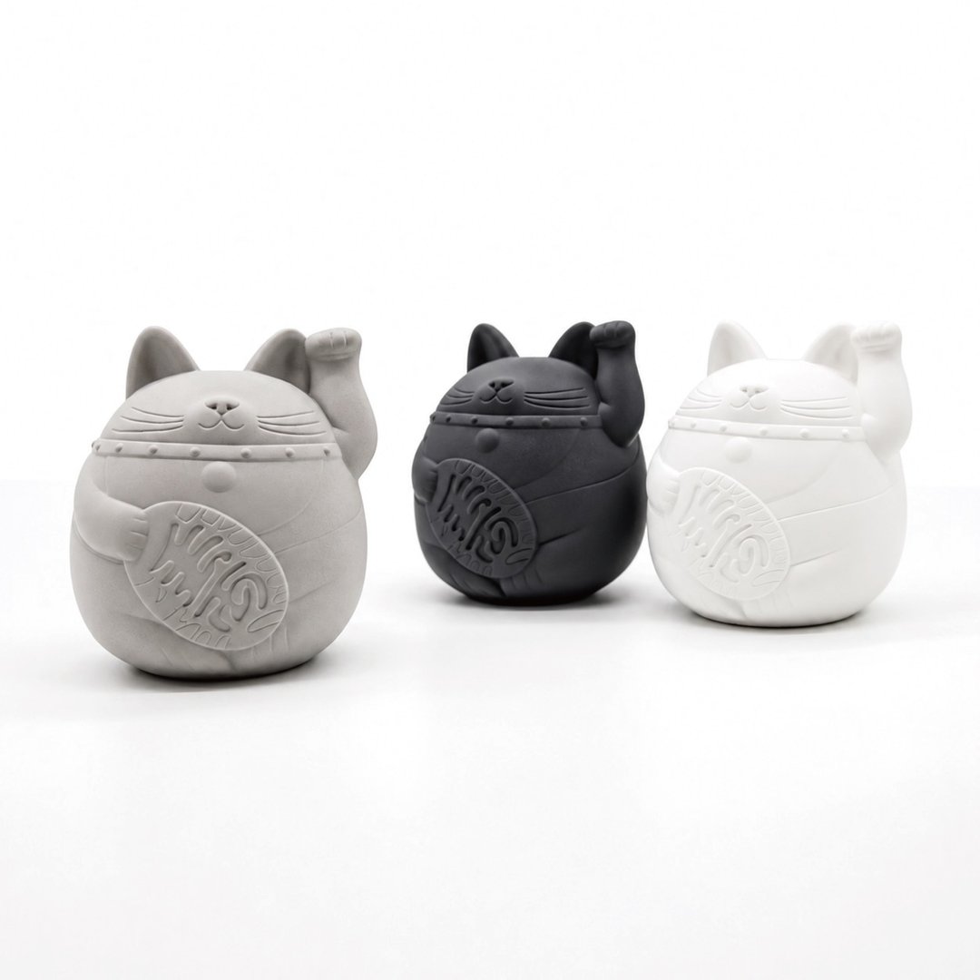 Maneki-neko I 招财猫扩香石 I 香氛 I 附 5ml 精油－马年开运小物 - 香薰/精油/线香 - 水泥 灰色