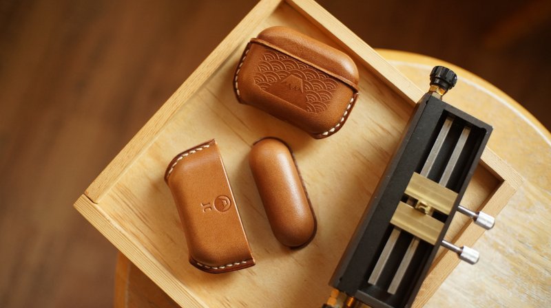 富士山Airpods pro / Airpods pro 2 皮革保护套 - 耳机 - 真皮 多色