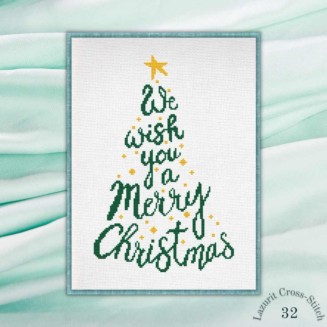 Lettering christmass tree cross stitch pattern - 其他数码商品 - 其他材质 