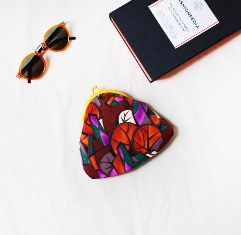 复古花色零钱包 口金包 - 零钱包 - 棉．麻 红色