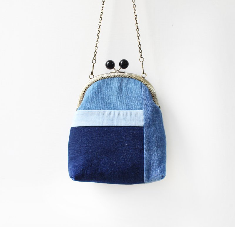 己合jiho－牛仔万年口金包（大） - 侧背包/斜挎包 - 纸 蓝色